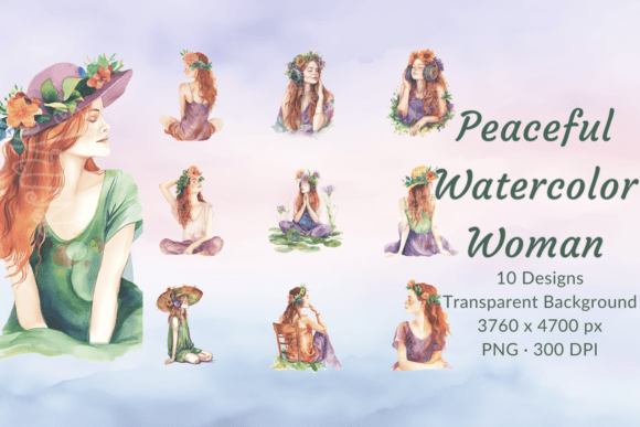 Download Watercolor Woman Relaxation Clip Art Set - Color Collection