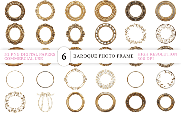 Download Golden Ornamental Round Frame PNG Set - Ornamental Collection