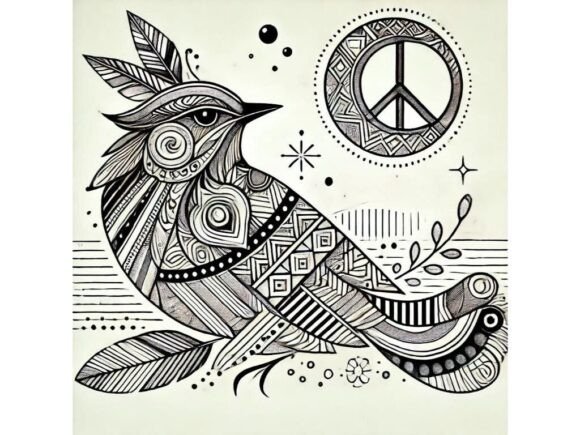 Download Ornamental Lark with Geometric Feather D - Ornamental Collection