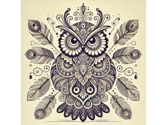 Download Ornamental Owl with Intricate Feather De - Ornamental Collection