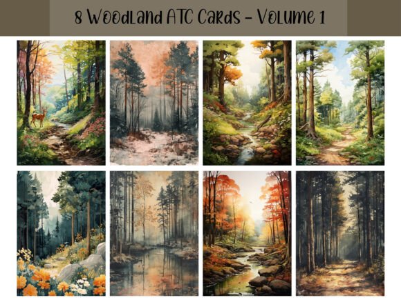 Download 8 Woodland ATC Cards for Scrapbooking - Book Collection