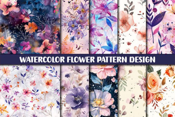 Download Watercolor Flower Pattern Design - Color Collection