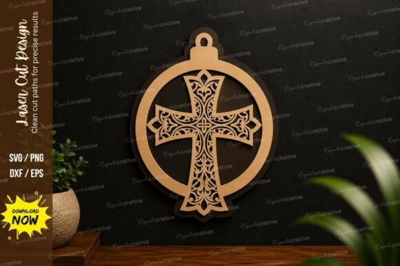 Download Ornamental Round Cross Laser Cut SVG - Ornamental Collection