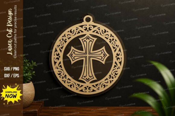 Download Ornamental Round Cross Laser Cut SVG - Ornamental Collection