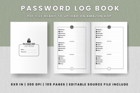 Download Password Log Book KDP Interior - Book Collection