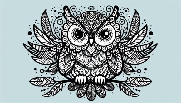 Download Ornamental Owl with Intricate Feather De - Ornamental Collection