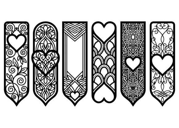 Download Elegant Heart Pattern Bookmark EPS Bundle - Book Collection