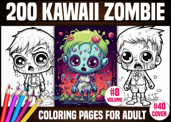 Download 200 Kawaii Zombie Coloring Pages - KDP - Color Collection