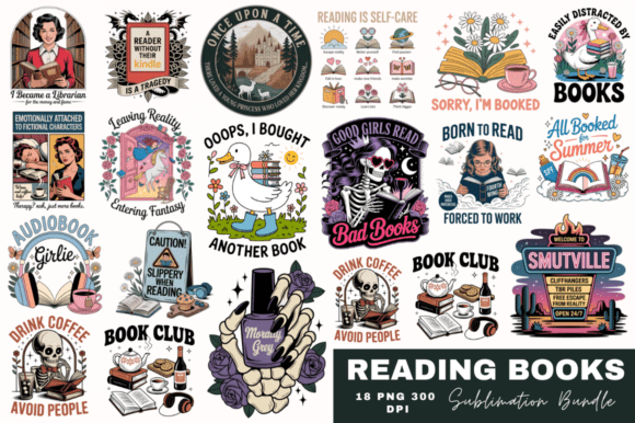 Download Reading Books Sublimation Designs Bundle - Book Collection