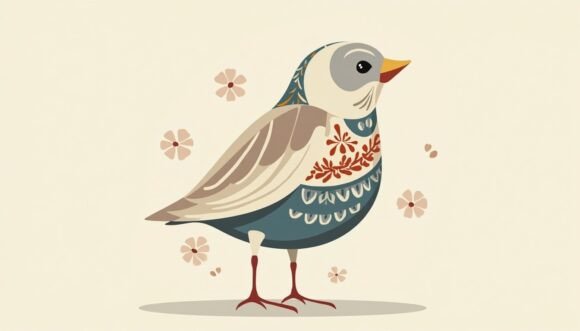 Download Ornamental Lark with Geometric Feather D - Ornamental Collection