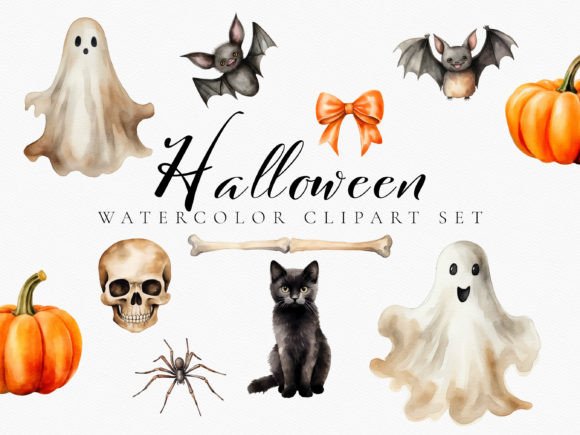Download Watercolor Halloween Digital Clipart Set - Color Collection