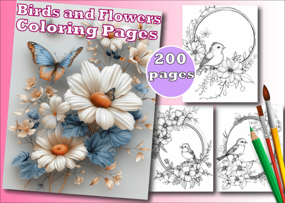 Download Birds and Flowers Adult Coloring Pages - Color Collection