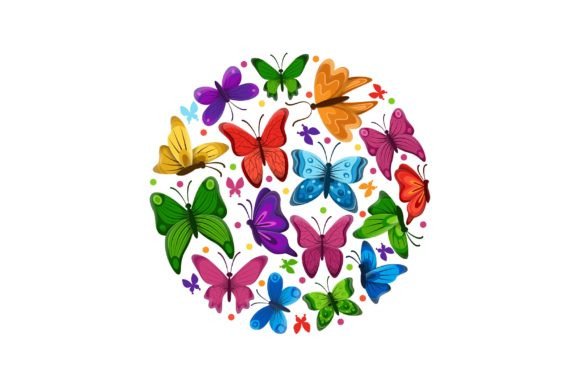 Download Circular Pattern with Colorful Butterfli - Color Collection